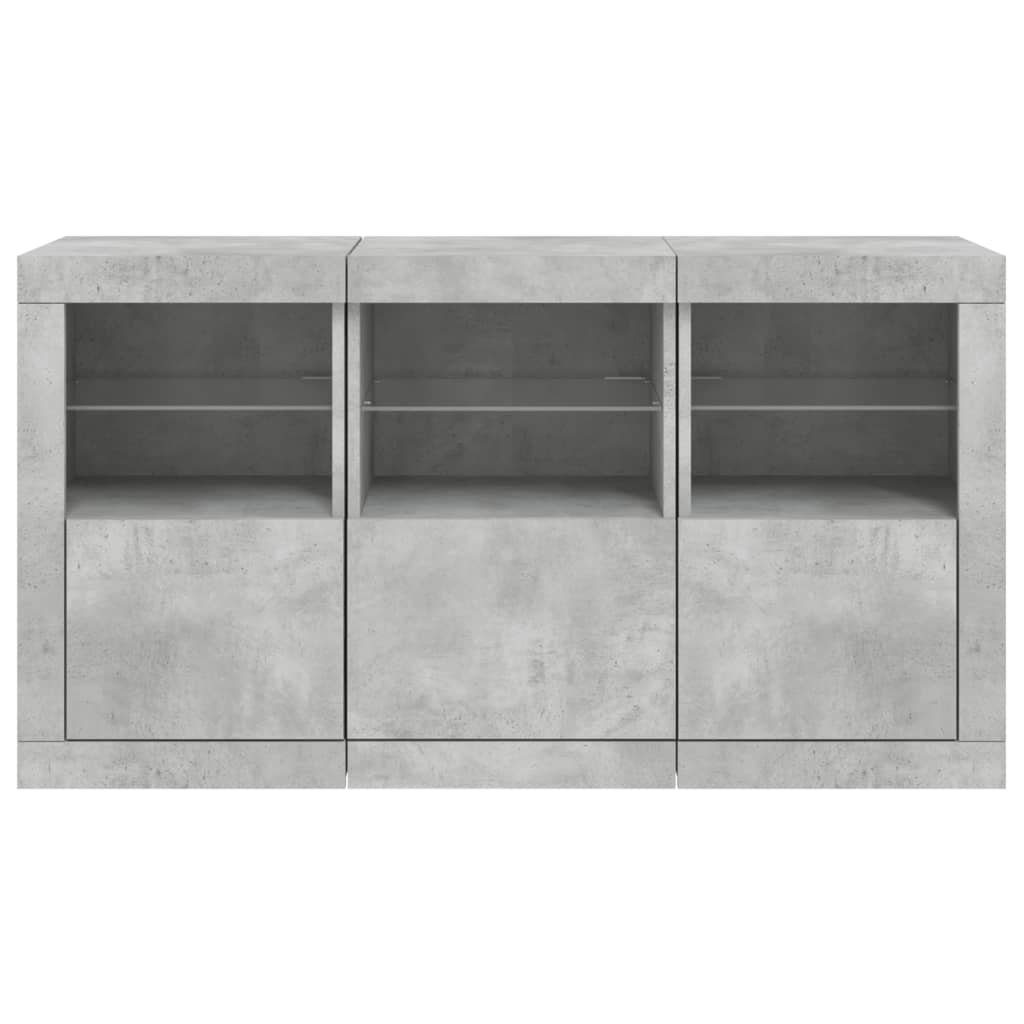 Sideboard with LED Lights Concrete Grey 123x37x67 cm